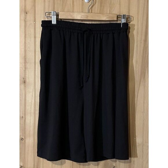 DTY Women's XL Brushed Sports Black Drawstring Waist Shorts Pockets - Picture 1 of 3